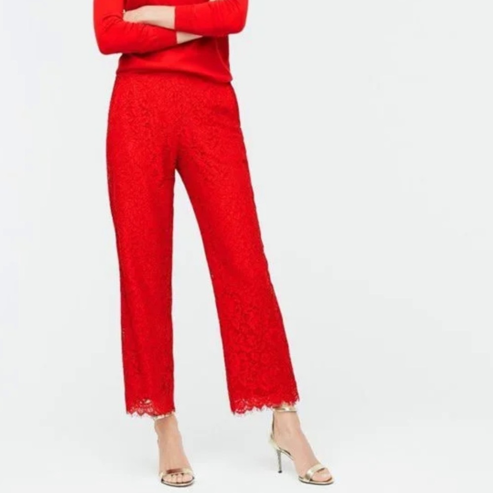 J.Crew Red Lace Pant size 8 NWT